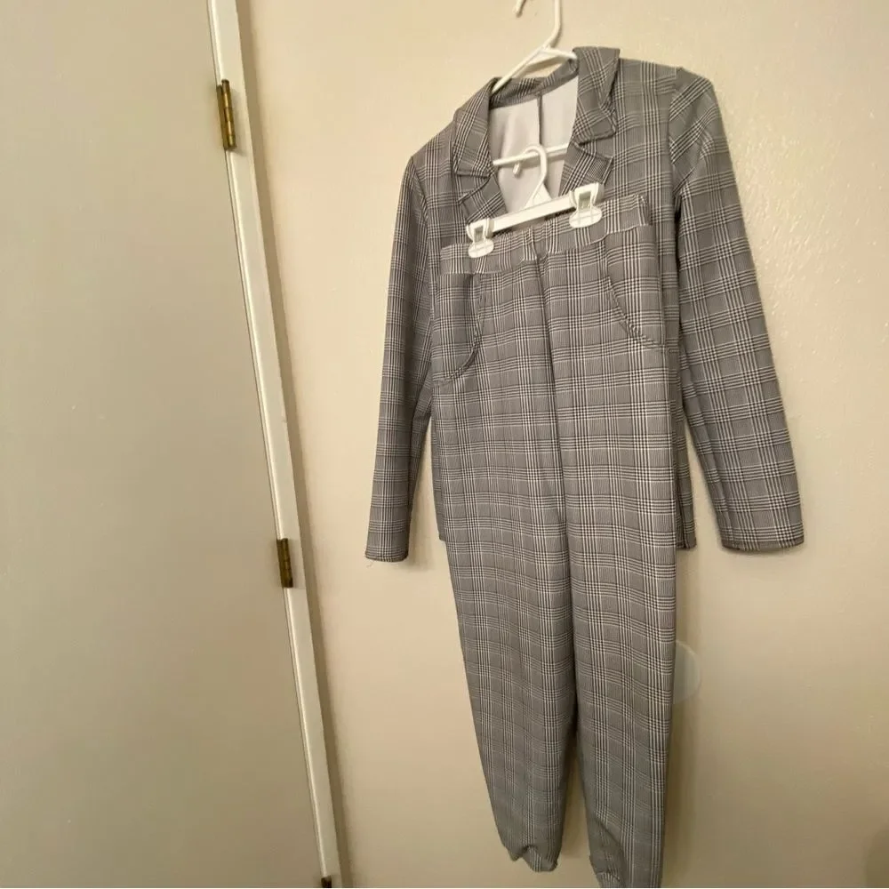 Kelle dance costume black white plaid 2 piece suit pants ON MY WAY 2840 teen